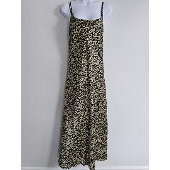 Vintage Victoria's Secret Dress Womens XL Leopard Animal Print Maxi Slip Gown - Picture 1 of 9